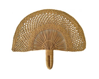 Handmade Iraca Raffia Hand Fan, Colombian Wedding Favor, Beach Decor
