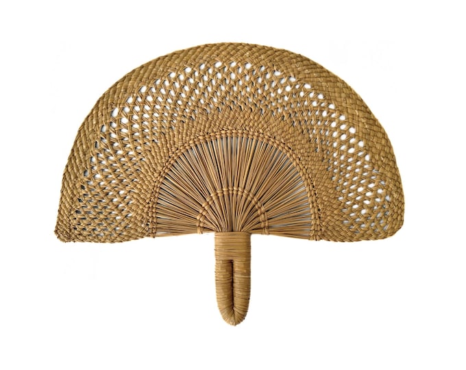 Handmade Iraca Raffia Hand Fan, Colombian Wedding Favor, Beach Decor