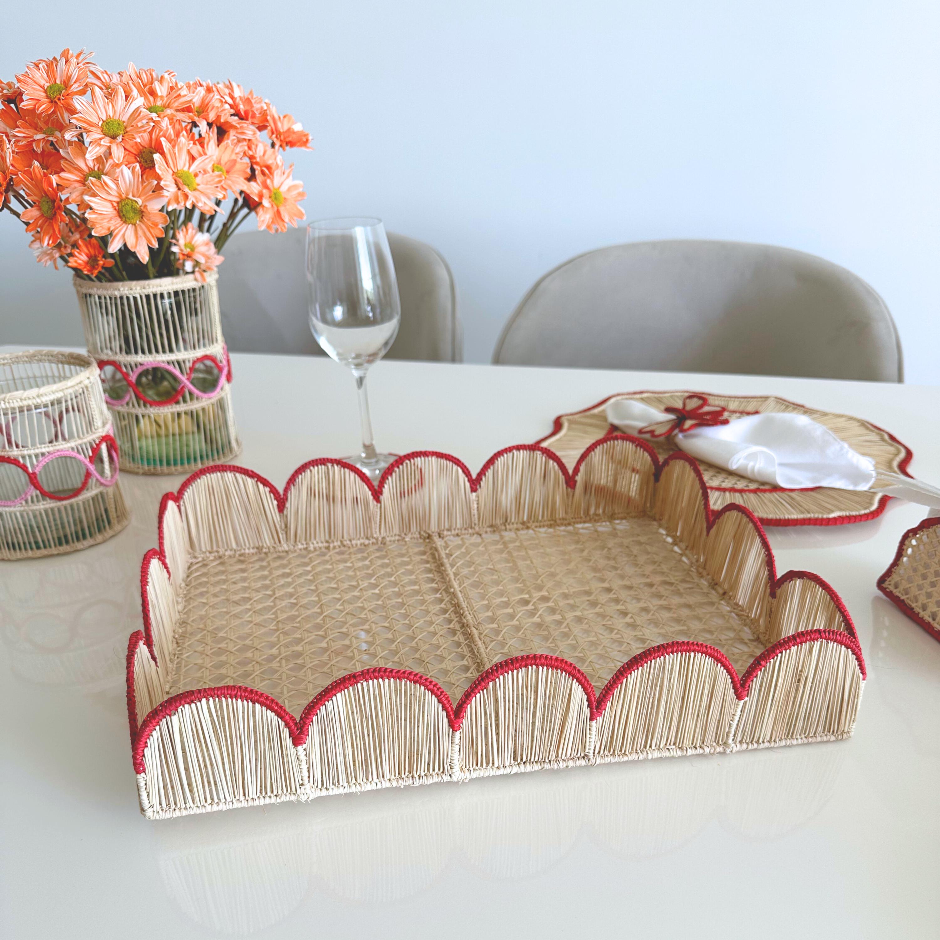 Tray Rompa Scalloped Iraca Tray in - Colors / Straw Tray / Raffia / Tableware ...