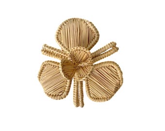 Handwoven Iraca Palm Napkin Ring: Floral Straw Table Decor (Set of 6 or 8)