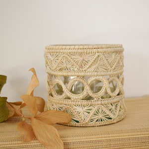 Magdalena Woven Glass Vase / Straw Candle Vase / Home Table Decor / Raffia Dinnerware / Colombia / Artett