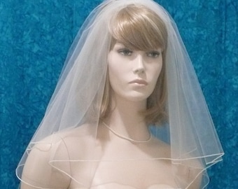 Two-Tier Bridal Veil, Elbow Length, Pencil Edge