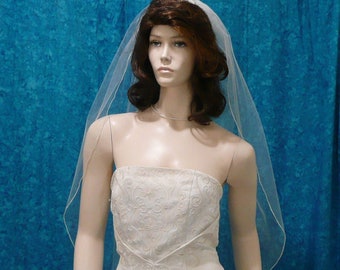 traditional fingertip length wedding veil - 1 tier with a delicate pencil edge  Sale