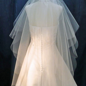2 Tier Scalloped Edge Wedding Veil  flowing Raw Plain Cut Edge Available in Short to Chapel length