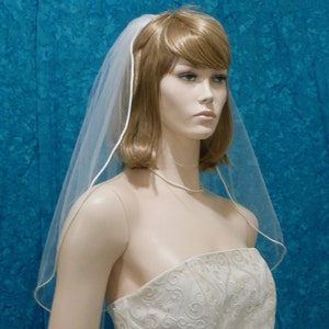 Bridal Veil 1 tier with a Satin cord Trim Shoulder to Waltz Length wedding veil Sale image 1