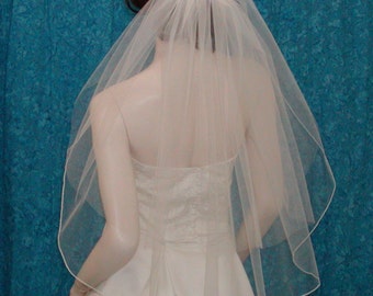 Blush Two Tier Elbow Length Bridal Veil Sheer Blusher Sale