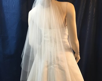 Elbow Length circle cut wedding veil  2 tier with a Raw Plain Cut Edge Sale