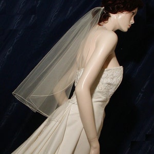 1 Tier Elbow length cascade cut wedding veil  Bridal Veil with delicate Pencil Edge  Sale