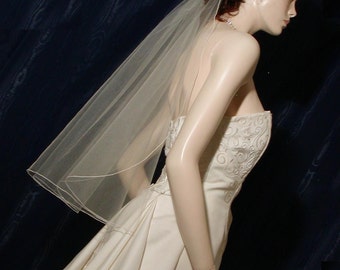 1 Tier Elbow length cascade cut wedding veil  Bridal Veil with delicate Pencil Edge  Sale