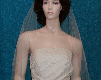 Sparkling Crystal beaded edge Wedding Bridal Veil Available in various  lengths and colors Sale