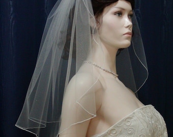 1 tier short wedding  bridal veil pencil edge Sale