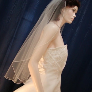 7 lengths to choose from!  Cascading Cascade cut Bridal Veil with a delicate Pencil Edge  Blush Sale