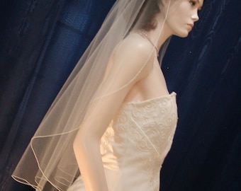 Wedding Veil Bridal Veil   Fingertip  length Cascading Waterfall Style with delicate Pencil Edge  Sale