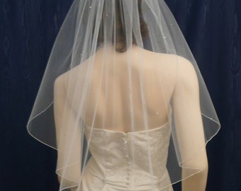 Sparkling  Rhinestones add a wonderful glitter to this Elbow length Angel Cut Bridal Veil  Sale