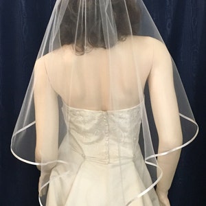 Fingertip length Choose your Trim Cascading Angel style wedding veil Sale 1/4" Satin Ribbon