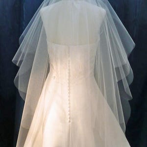 2 Tier Scalloped Edge Wedding Veil  flowing Raw Plain Cut Edge Available in Short to Chapel length