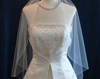 Rose Gold trimmed  Angel Cut Bridal wedding Veil , fingertip length Sale