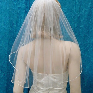 Bridal Veil 1 tier with a Satin cord Trim Shoulder to Waltz Length wedding veil Sale image 3