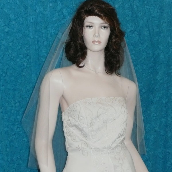 1 tier fingertip wedding bridal veil raw  plain cut  edge   Sale