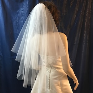 Elbow Length circle cut wedding veil  2 tier with a Raw Plain Cut Edge Sale