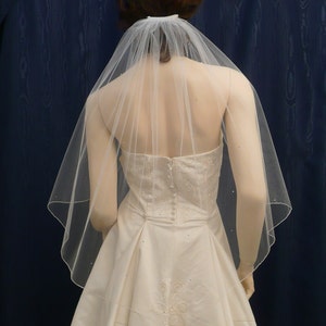 Crystal rhinestone accented wedding veil elbow length bridal veil  Sale