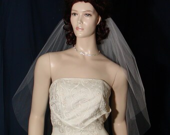 Elbow Length Sheer Wedding Veil Plain Cut Edge  Sale