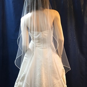 1 tier Waltz length cascading Petal Cut wedding veil satin cord trimmed  bridal veil  Sale