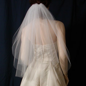 Wedding veil , bridal veil, 2 tier, elbow length, raw plain cut edge, classic style Sale