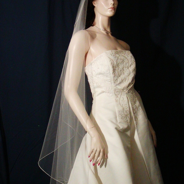 Waltz Length Wedding Veil: Cascading Petal Cut, Bridal Illusion Tulle