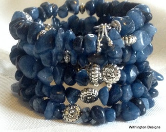 Blue Agate Wrap Bracelet
