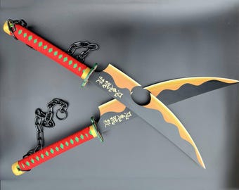 Uzui Tengen Sword,Demon Anime Cosplay Slayer Katana,Kimetsu No Yaiba Sword,Nichirin Sword,Carbon Steel（A Set Of Two）