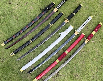 Set 4 pcs swords,One Piece Roronoa Zoro Katana,wado ichimonji,shusui,sandai kitetsu,yubashiri
