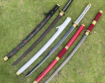 Set di spade Zoro One Piece, Katana forgiata a mano, Wado Ichimonji, Shusui, Sandai Kitetsu