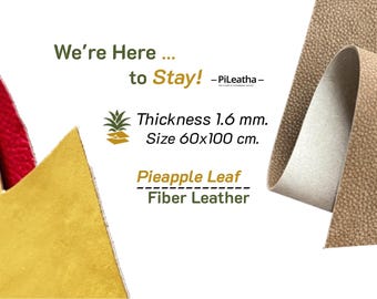 PiLeatha 1.6mm. 60x100cm. Pineapple Leaf Vegan Leather Fabric: Sustainable Craft Material