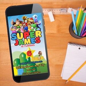 Super Mario Birthday Invitation Template | Super Mario digital birthday invitation | Kids Birthday Invitation Template