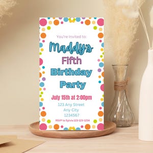 Simple Birthday Invitation for Kids | Digital Birthday Invitation for Kids | Colourful Birthday Invitation Digital Download