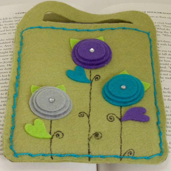 Ereader cover carrier felt and flower Etsy
