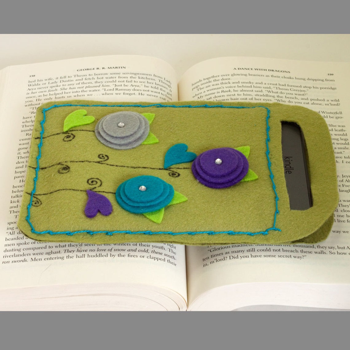 Ereader cover carrier felt and flower Etsy