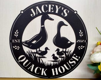 Personalized Duck Coop Sign, Custom Quack House Sign Metal Barn Decor, Duck Lake House Metal Sign, Quack Shack Farmhouse Metal Farm Sign