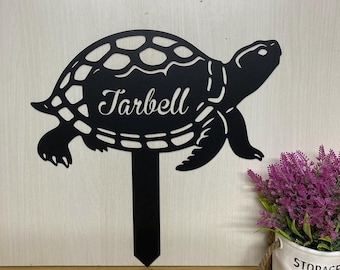 Custom Turtle Memorial Metal Stake, Turtle Metal Garden Decor, Turtle Loss Metal Grave Marker, Pet Sympathy Sign, Turtle Remembrance Stake