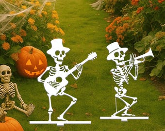 Skeleton Band Halloween Decor, Halloween Sign, Halloween Yard Signs, Metal Halloween Yard Stakes, Halloween Skeleton Decor, Outdoor Decor