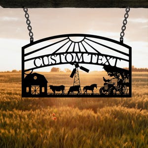 Personalized Farmhouse Sign, Metal Farm Sign, Custom Horse Name Sign,  Cow Ranch Sign, Outdoor decor, Farmer Gift, Gift for mom, Barn Sign