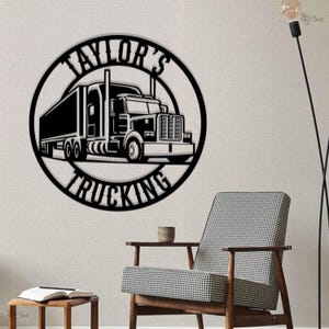 Custom Semi Truck Metal Sign, Truck Driver Gift, Semi Truck Wall Decor, Father&#39;s Day Gift, Trucking Company Wall Art, Dad Gift, Special Gift