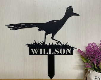 Custom Roadrunner Metal Garden Stakes, Custom Roadrunner Metal Sign, Rustic Roadrunner Yard Sign, Farm Sign, Roadrunner Garden Decor