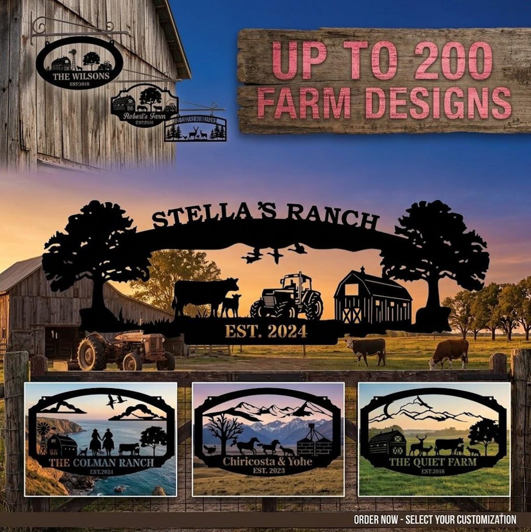 Personalized Barn Metal Sign, Custom Farm Name Plaque, Ranch Entrance ...