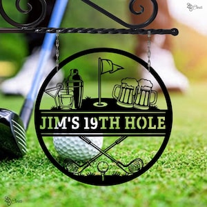 Personalized Bar Sign for Golfers, Custom 19th Hole Golf Sign, Gift for dad, Man cave decor, Golf decor, Golf club sign, Golf lover gift