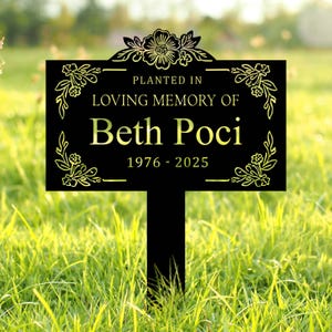 Letrero de metal personalizado para jardín conmemorativo: placa de recuerdo personalizada, letrero de jardín con nombre y fecha personalizados, regalo para el hogar