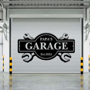 Custom Garage Metal Sign, Personalized Mechanic Shop, Papa&#39;s Garage Est. Year, Mechanic Gift, Gift for dad, Wrench Design Decor,Husband gift