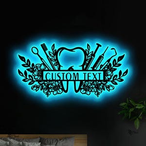 Custom Dentist LED Sign, Personalized Tooth Clinic Neon Light, Gift for dad, Dental Hygienist Office Wall, Dentist Room Decor, Dentist gift