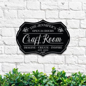Spersonalizowany metalowy znak do pokoju rzemieślniczego, dekoracja pokoju rzemieślniczego, znak do pokoju krawieckiego, dekoracja znaku rzemieślniczego, znak do pikowania rzemieślniczego, znak do szopy, prezent dla mamy